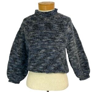 AMO Sz Small Slate Alpaca and Wool Crop Sweater